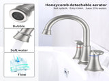 2-Handle 8 inch Widespread Bathroom Sink Faucet Brushed Nickel Lavatory Faucet 3 Hole 360&deg Swivel 89343189