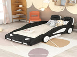 Twin Size Race Car-Shaped Platform Bed with Wheels, Black 19357960