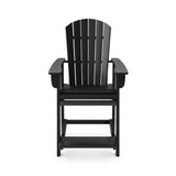 Black Adirondack Style Counter Chair Stylish HDPE Poly Lumber for Dining, Patio, and Garden B195P198788
