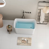 49'' Acrylic Freestanding Soaking Bathtub, Square-shape Japanese Soaking Hot Tub, Chrome Overflow W1573P210468