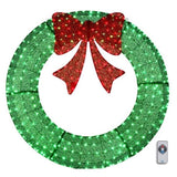 60in Pre-Lit Outdoor Christmas Wreath Decoration, LED Metal Holiday Decor for Home Exterior, Garden 45873341