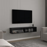 TV Stand 10.4" H, with 2 Shelves, Black B097P250856