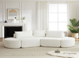 106.3-inch V-shaped modular sofa set in chenille fabric, featuring three throw pillows and two W3505P383961