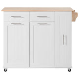 K&K Kitchen Island with Drop Leaf, Kitchen Storage Cart with 3 Tier Pull Out Cabinet Organizer, WF531421AAW