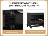 24" Bathroom Vanity with Sink and Drawers, Black Freestanding Vanity Cabinet with Ceramic Top and 74450990