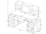 Farmhouse Vanity Desk with Sliding Mirror,Lights and Charging Station,Makeup Table Desk with W760P206127