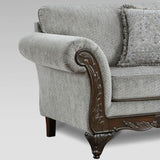 Hernen Carved Wood Frame Gray Sofa and Loveseat Set T2574P195802
