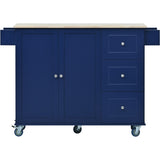 Rolling Mobile Kitchen Island with Drop Leaf - Solid Wood Top, Locking Wheels & Storage Cabinet 52.7 WF287035AAN