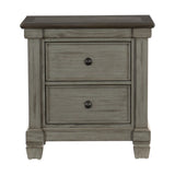 Transitional-Rustic Style Coffee and Antique Gray 2-Drawer Nightstand 1pc Flat Knobs Classic Bedroom B011P240234