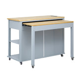 K&K 47 inch Kitchen Island with Extendable Dining Table, Rubber Wood Veneer Kitchen Table with N707P215327G