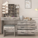 Large Makeup Vanity with Lights, Vanity Table with Charging Station, Vanity Desk with Mirror and 10 58924769