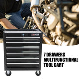 7 DRAWERS MULTIFUNCTIONAL TOOL CART WITH WHEELS-BLACK W1102107325