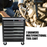 ZNTS 7 DRAWERS MULTIFUNCTIONAL TOOL CART WITH WHEELS-BLACK W1102107325