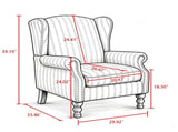 Modern Accent with Retro Wood Legs, Comfy Upholstered Armchair, Floral Design Single Sofa 54504331