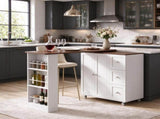 Bar Table with Storage with 3 Drawers and Side Shelves for Dining Room, Apartment & Small Space 24372362
