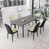 55.12-70.87" expandable rectangular dining table that can accommodate 4-6 people, equipped with 6 PU 09405971