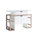 Modernize Kitchen Buffet Organizing Cabinet with 4 Shelves, White & Dark Taupe B107130967