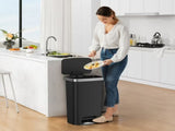 Trash Can, 11.9 Gallon Plastic Step Garbage Bin with Soft Close Lid, Black 14987467