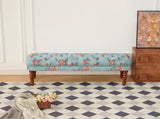 European Style Tufted Floral Bench with Turned Wood Legs,American Upholstered Ottoman for Bedroom & W3373P453377