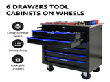 6 DRAWERS MULTIFUNCTIONAL TOOL CART WITH WHEELS-BLACKBLUE 29251477