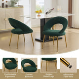 061-Set of 1 Teddy Fabric Chairs With Curved Backrest and Golden Metal Legs for Kitchen or W527P255488