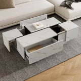 Rectangular Sliding Top Coffee Table with 2 Drawers and 2 Hidden Storage for Living Room 47.2