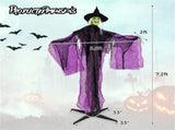 7.2ft Sound-Activated Halloween Witch - Eerie Arm Movements, Terrifying Sounds & Glowing Eyes for 49447258