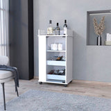 Lusk Bar Cart with 2-Bottle Holder Shelf, Glass Door and Casters B128P176151