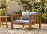 Outdoor Acacia Wood Club Chair with Modern Square Arms, Patio Chair with Thick Cushion, Adjustable N704P448452E