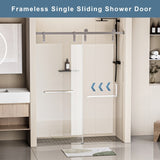 ZNTS 48 in. W x 76 in. H Frameless Soft-closing Shower Door, Single Sliding Shower Door, 5/16" W1920P181747