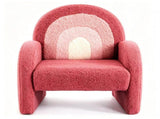 1pcs Wood Frame Armchair Kids Sofa, Red Gradient Teddy Velvet 55234829