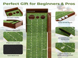 10ft Golf Putting Mat - Automatic Ball Return, 3 Hole Sizes , BrownGreen 52404563