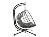 2 Persons Egg Chair with Stand Indoor Outdoor Swing Chair Patio Wicker Hanging Egg Chair Hanging 00595291