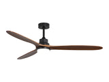 60 Inch Ceiling Fan With Lights 3 Solid Wood Fan Blade Noiseless Reversible Motor Remote Control W882P212625