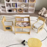 3-in-1 Kids Study Table & Chairs Set - Multi-Functional Activity Table with Detachable Blackboard W2700P311797
