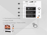 750W/1500W 17 inch Electric Fireplace Heater-White 71229355