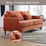 COOLMORE Mid Century Modern chenille Fabric Loveseat sofa, 2-Seat Upholstered Loveseat Sofa Modern W395P151899