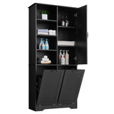 ZNTS Bathroom Storage Cabinet with Doors and Drawers, Tilt-Out Laundry Hamper, Multiple Storage Space, N725P208543B