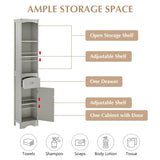 ZNTS Tall Bathroom Cabinet, Freestanding Storage Cabinet with Drawer, MDF Board, Adjustable Shelf, Grey 54569192