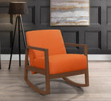 ZNTS 1pc Rocker Accent Chair Modern Living Room Plush Cushion Orange Soft Upholstery Hardwood Frame B011126014