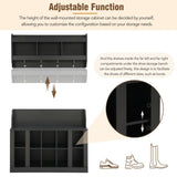 ON-TREND Shoe Storage Bench with Shelves and 4 Hooks, Elegant Hall Tree with Wall Mounted Coat Rack, WF313576AAB