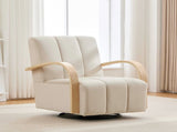 30.7"W Modern Upholstered 360&deg Swivel Accent Chair with Solid Wood Armrests and Comfy Channel W3118P339624