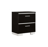 Contemporary 1pc Nightstand Black Color High Gloss Lacquer Coating Chrome Handles and Feet Bedside B011P155870