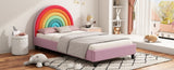 ZNTS Rainbow Design Upholstered Twin Platform Bed Cute Style Princess Bed for Boys & Girls, Teens, WF317595AAZ