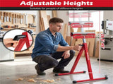 2-Pack Heavy Duty Metal Folding Roller Stand with Edge Guides Portable Woodworking Support - Red 35567362
