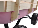 Outdoor Wagon All Terrain Pulling w/Wood Railing Air Tires Garden Cart W22740234