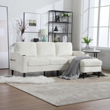 UNITED WE WIN Sofa for three, solid wood frame, Chenille fabric, side pocket, with two cup holders, W1568142735