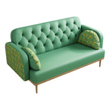 green Loveseat sofa with tulip pattern Modern Upholstered Two Seater PU Sofa with 2 dumpling-shaped W1767142165