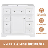 ZNTS 36" Bathroom Vanity without Sink, Cabinet Base Only, One Cabinet and Six Drawers, White WF306253AAK