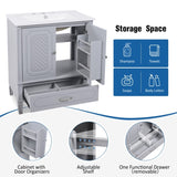 30" Bathroom Vanity with Sink Vintage Style, Multi-functional Storage Space, Door Shelf, N759P218644E